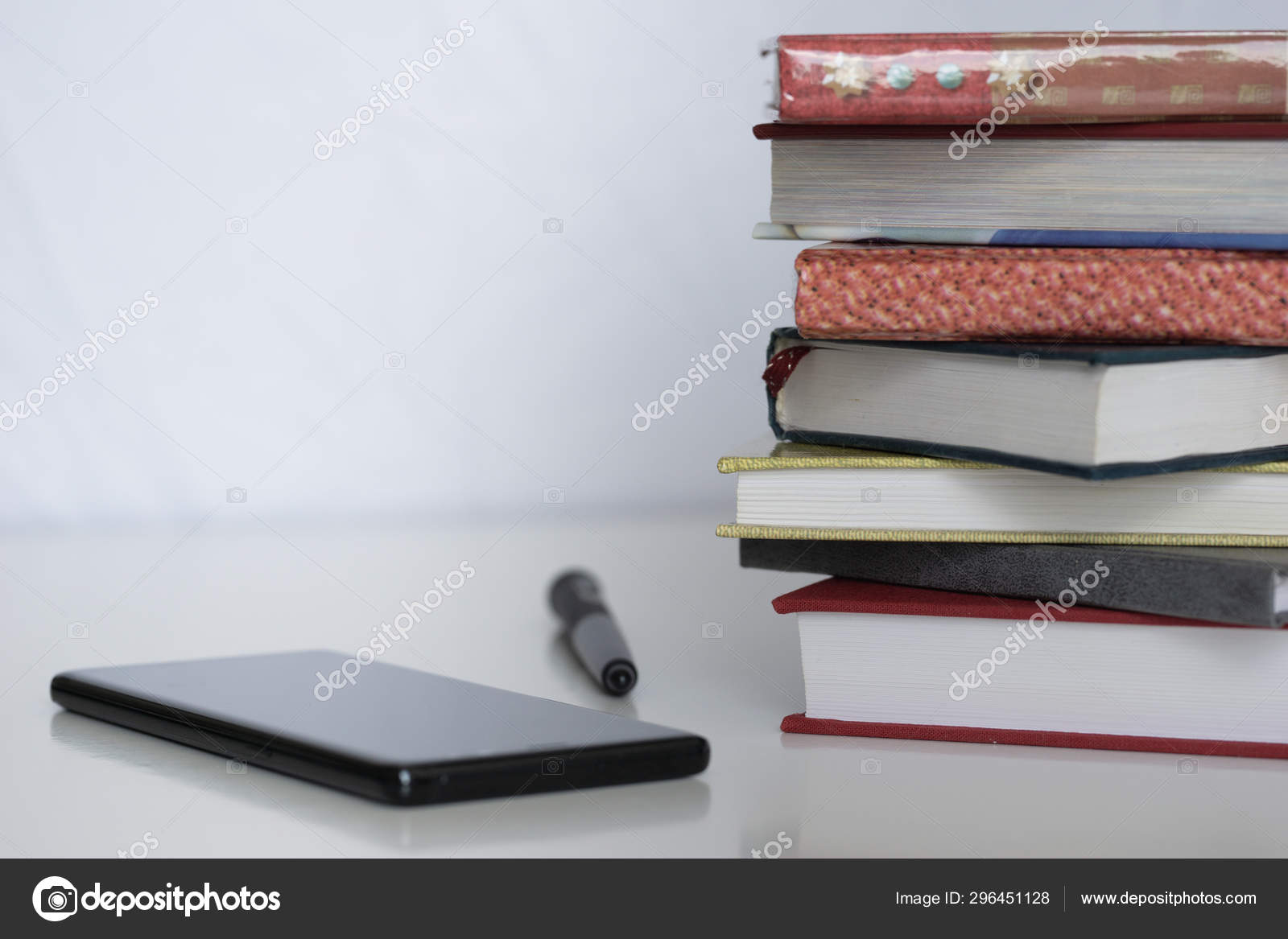 Open Book On Wood Desk In The Library Room With Blurred Focus For