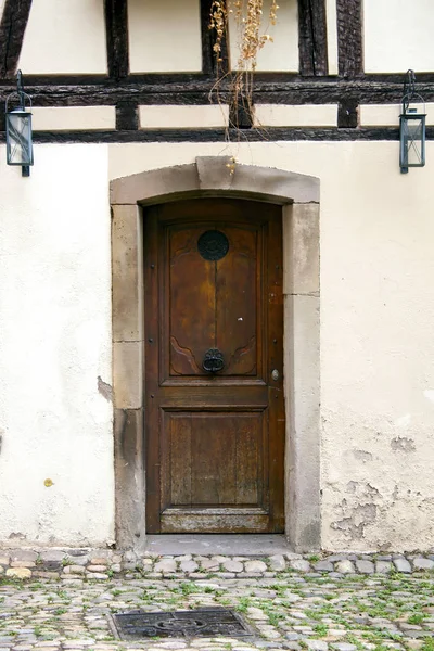 Staré Hnědé Dveře Texturu Dřeva Pozadí Detail — Stock fotografie