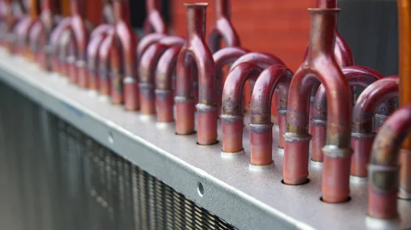 Close up aluminum fin of cooling condenser Stock Image