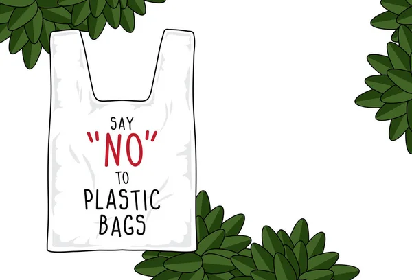 işareti vektör, hayır demek için plastik torbalar.