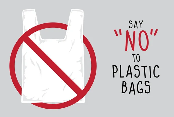 işareti vektör, hayır demek için plastik torbalar.