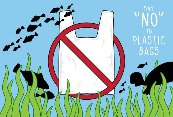işareti vektör, hayır demek için plastik torbalar.