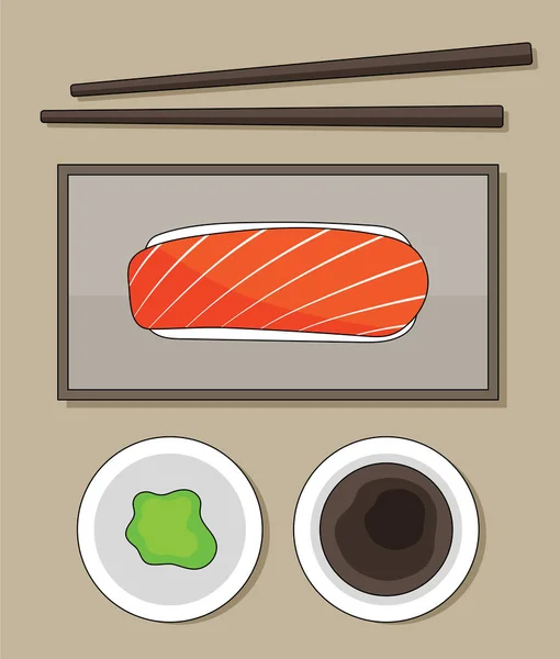 vektör somon suşi set, Japonya gıda.