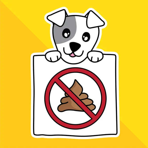 Illustrazione Vettoriale Cartone Animato Carino Animale Domestico Segno Avvertimento Nessun — Vettoriale Stock