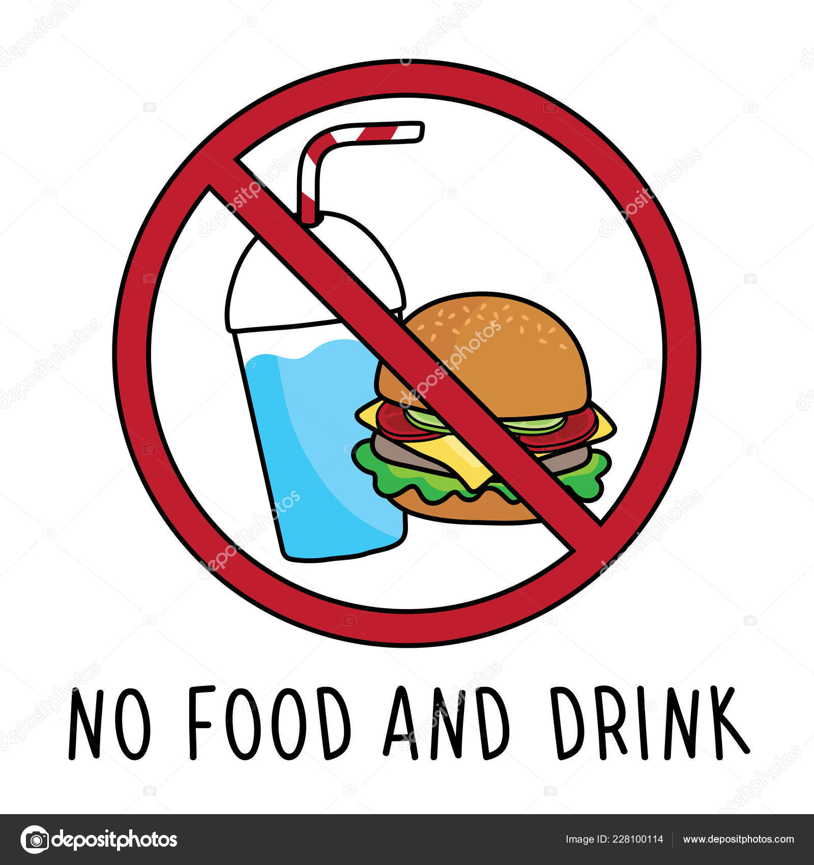 Vector Food Drink Allowed Area Symbol Sign Doodle Hand Drawing Stock vector-food-drink-allowed-area-symbol-sign-doodle-hand-drawing-stock