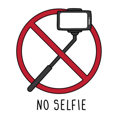 Beyaz arka plan üzerinde hiçbir selfie hakkında uyarı işareti