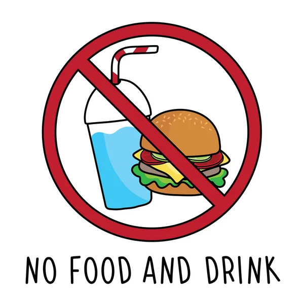 Vector Permiten Alimentos Bebidas Signo Símbolo Área Garabato Dibujo Mano — Vector de stock