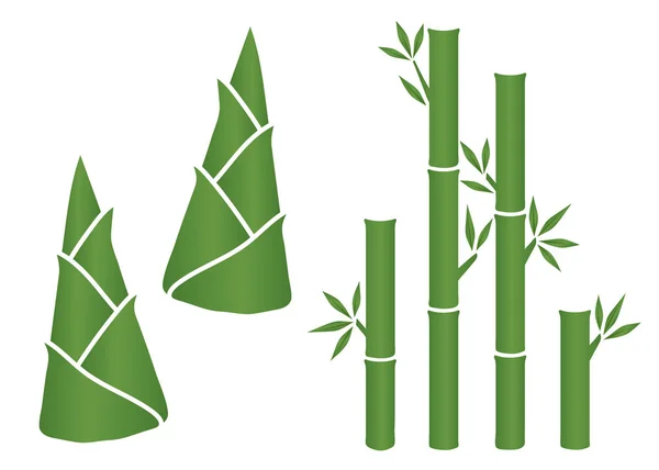Feuille Vectorielle Vert Jeu Icônes Pousses Bambou — Image vectorielle