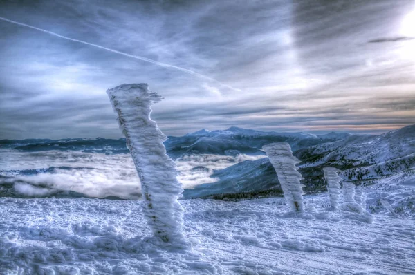 Fantástica Paisagem Inverno Cárpatos Montanhas Ucrânia — Fotografia de Stock