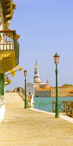 Venice Lanterns Quay Vertical Banner Place Text — Stock Photo, Image