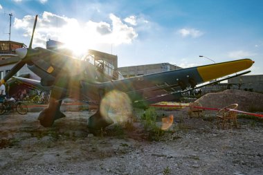 Zhytomyr / Ukrayna - 22 Ağustos 2020: Korolev Avia Fest. Eski uçak Junkers Ju 87, Stuka, Alman dalış bombacısı 2. Dünya Savaşı 'nda Mihver Devletleri' ne hizmet etti..