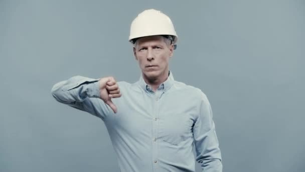 Architect Hard Hat Showing Thumb — Stock Video