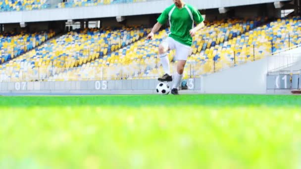 Jugador Fútbol Jugando Con Pelota — Vídeos de Stock