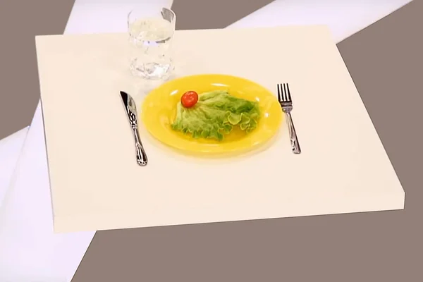 Dietary Meals City Apartment 2018 Background Replaced Table Plate Leaf — Stock Photo, Image