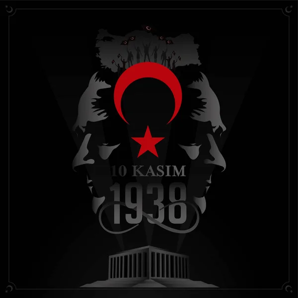 Ölüm Günü Türkiye Cumhuriyeti Nin Ilk Cumhurbaşkanı Mustafa Kemal Atatürk — Stok Vektör