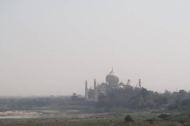 Agra sabah erken Taj Mahal görünümü