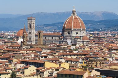 İtalyan şehir Floransa, piazzale Michelangelo görünümünden eski binalar
