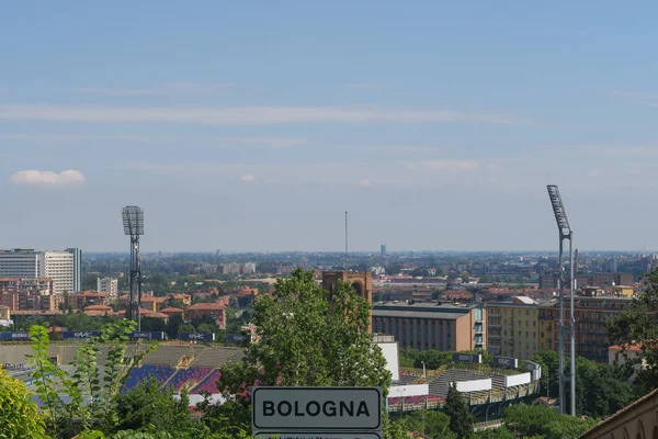 Skyline Mit Fußballstadion Vom Säulengang Aus Gesehen Der Zum Sanatorium — Stockfoto