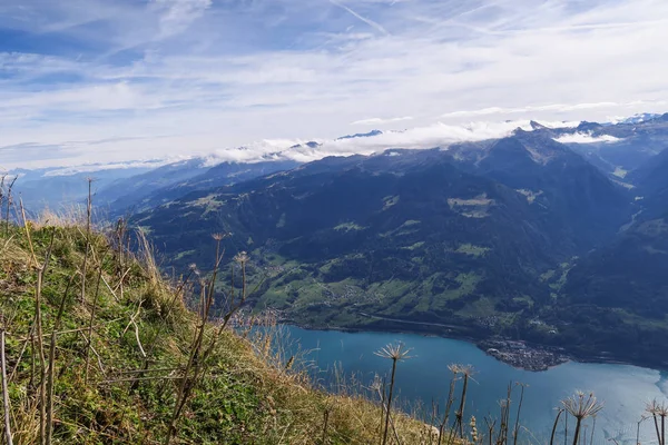 Senderismo Los Alpes Suizos Subir Churfirst Las Montañas Ver Sol — Foto de Stock