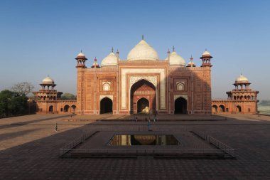 Agra sabah erken Taj Mahal görünümü