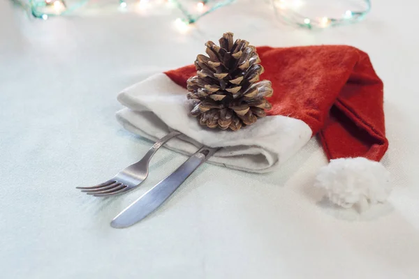 Christmas Servies Mes Vork Kerstman Hoed — Stockfoto