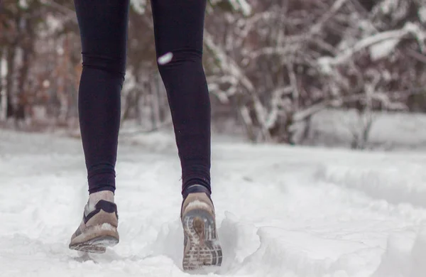 Sport Invernali Nel Bosco All Aria Aperta Primo Piano Delle — Foto Stock