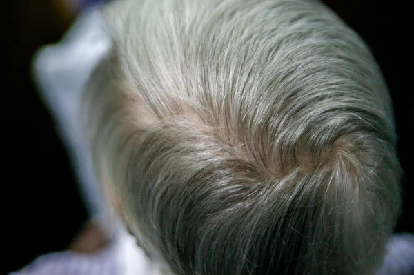 Close Back View Senior Woman White Hair — Stock Photo, Image