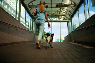 Bir yolcu metro geçidinde, arkadan bak..