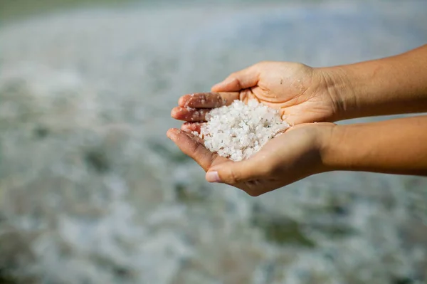 Kuru tuz gölü alt doku dolu. Çatlaklar desen gibi belirgin bir şimşek oluşturur. tuzlu plaj ve berrak su, ölü deniz.