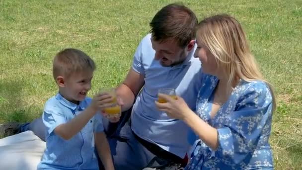 Happy Family Relaks Parku Rodzice Spodziewają Się Dziecka Cute Little — Wideo stockowe