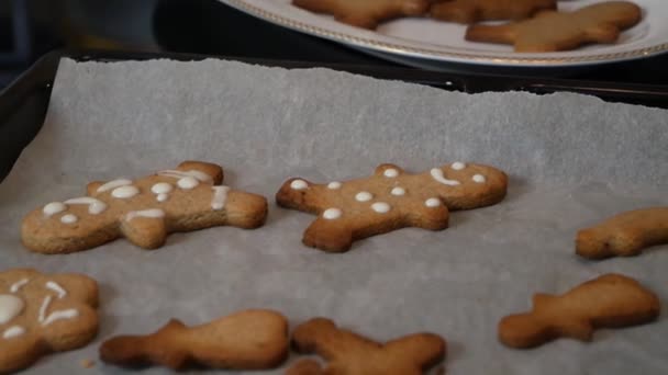 Concept Famille Petite Fille Fait Des Biscuits Noël Dans Cuisine — Video