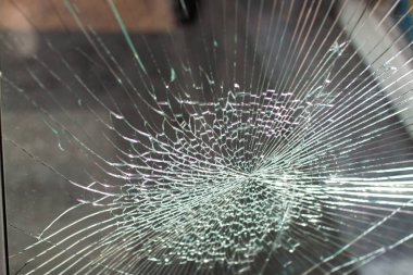 Kırık Cam Pencere. Cam dokusunda çatlaklar Kırık Cam Şeffaf. 