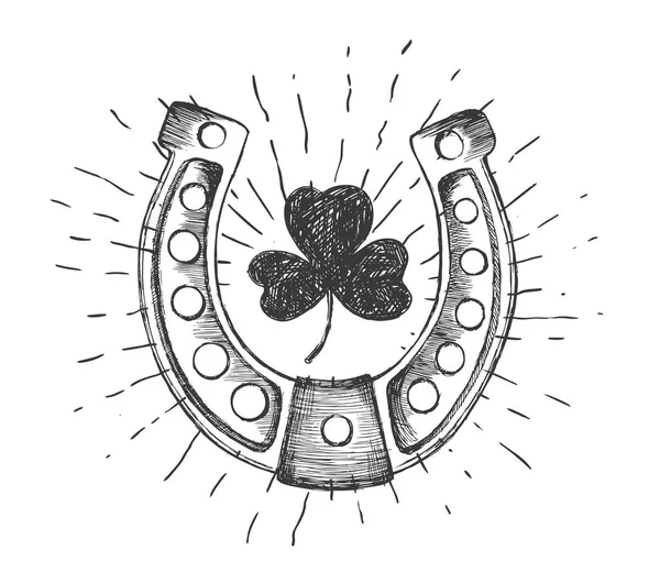 Hand Drawn Lucky Horseshoe Saint Patricks Stock Vector (Royalty