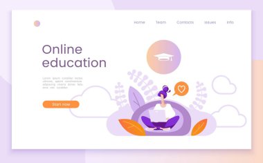 Modern web sitesi sayfası renkli vektör Illustration. Online Eğitim sayfası şablonu