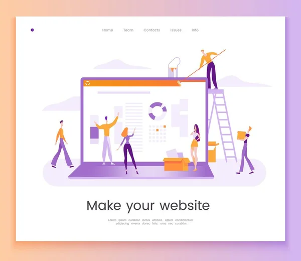 Bunte Vektorillustration Der Modernen Webseite Erstellen Ihrer Website Website Erstellung — Stockvektor