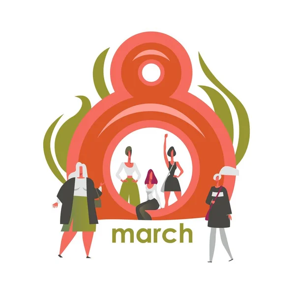 März Internationaler Frauentag Feminismus Kampf Für Frauenrechte Grußkarte Festplakat Banner — Stockvektor