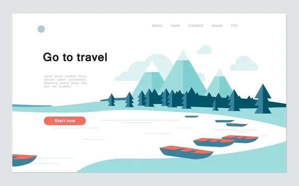 Перейти Путешествию Поймать Мечту Посадка Шаблон Страницы Ландшафтом Северных Широт — стоковый вектор