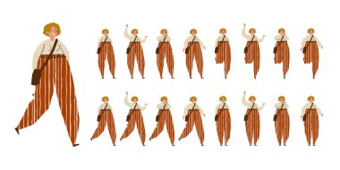 Şişko kız dans ediyor. Çeşitli konumlarda karakter büyük set, Iskandinav tarzı