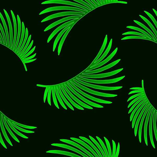 Hojas de palma tropical, hojas de la selva sin costuras vector floral patrón fondo — Vector de stock