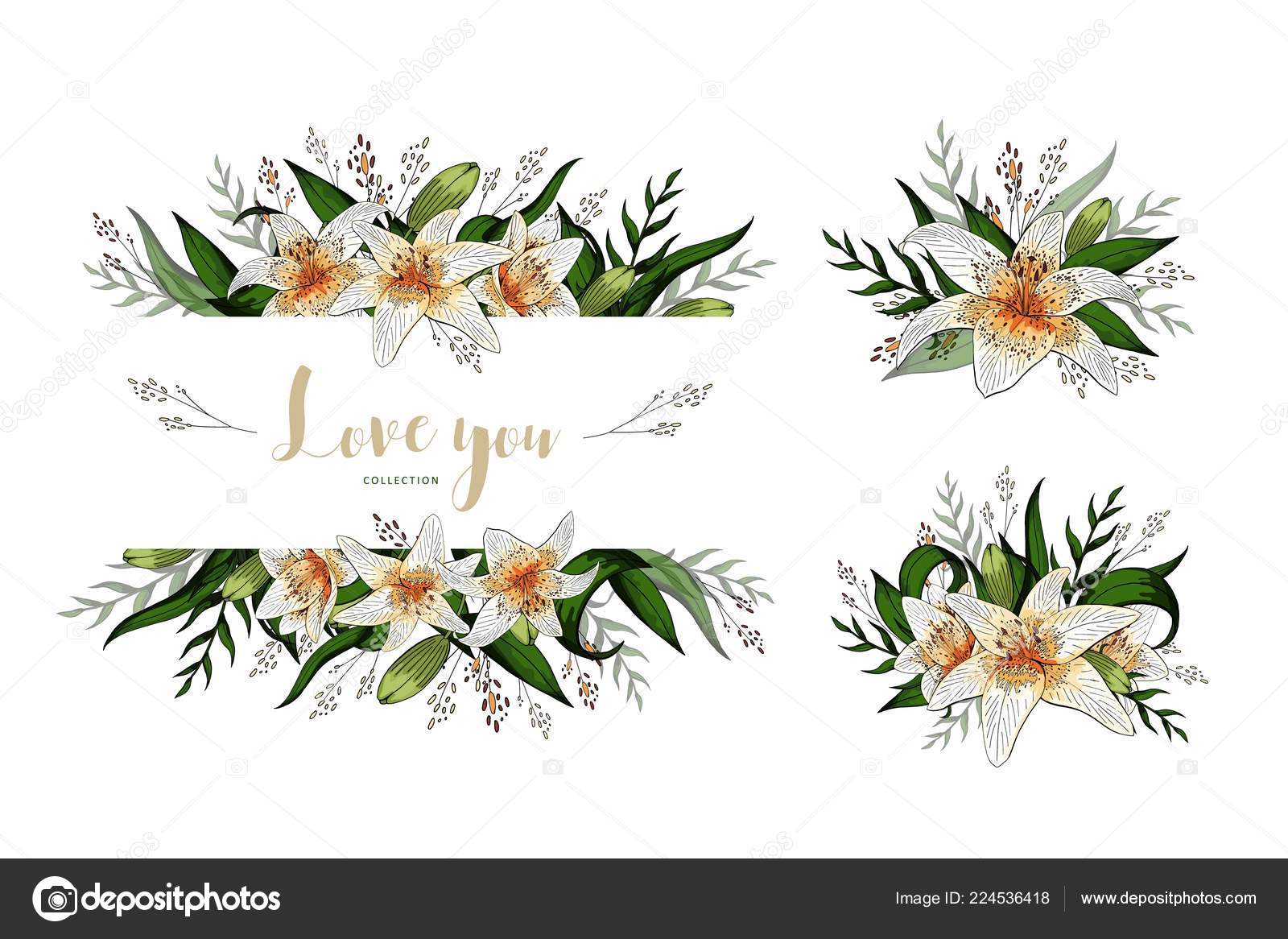 Bouquet De Fleurs De Lys Carte Invitation De Mariage Et De