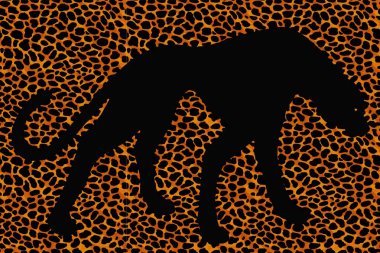 Siluet leopar, ocelot veya tekrarlanan kürk deri yazdırma üzerinde vahşi kedi