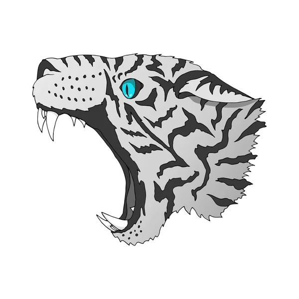Vektor dühös snow leopard portré. Tigris ragadozó fej színes elszigetelt — Stock Vector