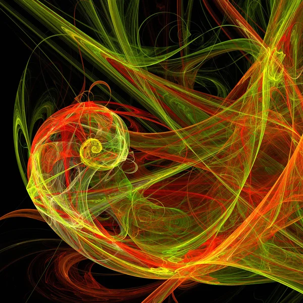 Green and red light mix vertigo helix curves futuristic fractal digital art
