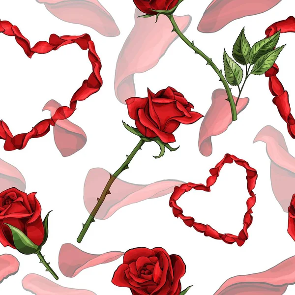 San Valentín corazones vector patrón sin costuras fondo pintura textil repetitiva — Archivo Imágenes Vectoriales