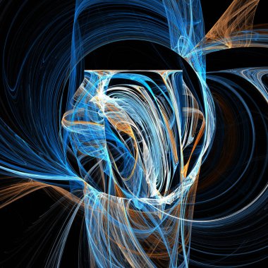 Mavi ışık karışımı vertigo helix bulutlar eğrileri fütüristik fraktal dijital sanat