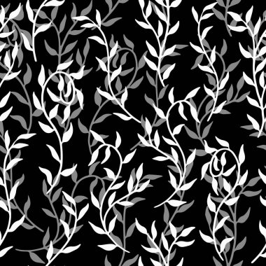 Liana yayılır yaprakları sarmaşık Dikişsiz desen arka plan tek renkli vektör