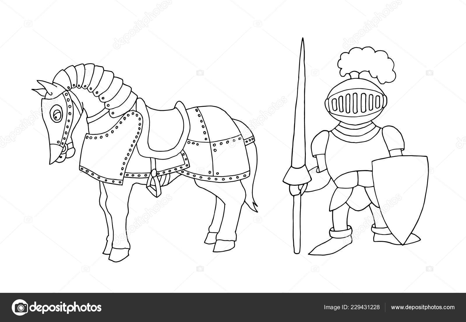 Desenhos para colorir de desenho para colorir de um cavaleiro no seu cavalo  