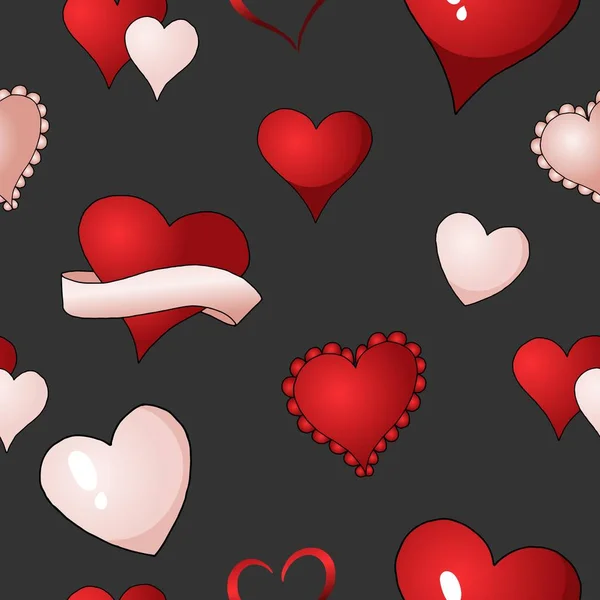 Valentines harten vector naadloze patroon achtergrond repetitieve textiel verf — Stockvector