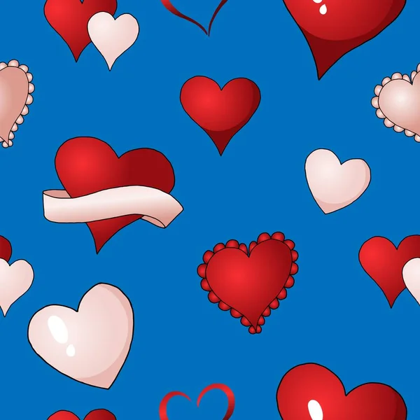 Valentines coeurs vecteur sans couture motif arrière-plan répétitif peinture textile — Image vectorielle
