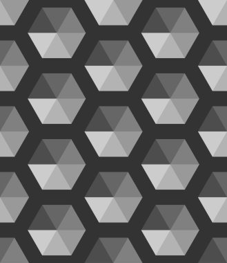 Siyah ve beyaz geometrik vektör duvar kağıdı soyut. Küp model arka plan